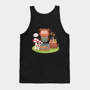 Cute Little Owl Reading Books Tank Top